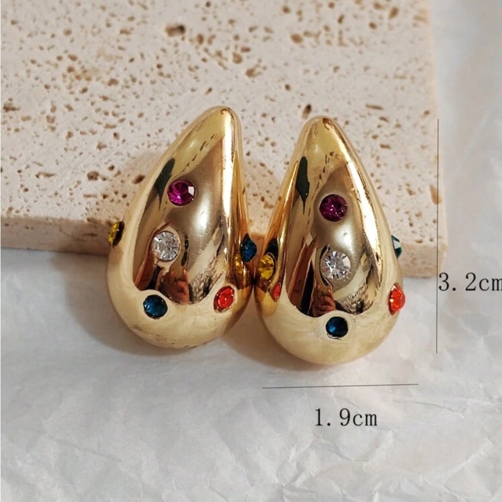 Gold Multicolor Stud Earrings